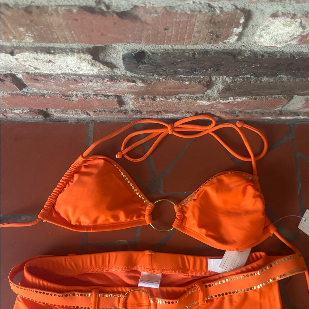 Xhilaration Orange Bikini with Gold Details